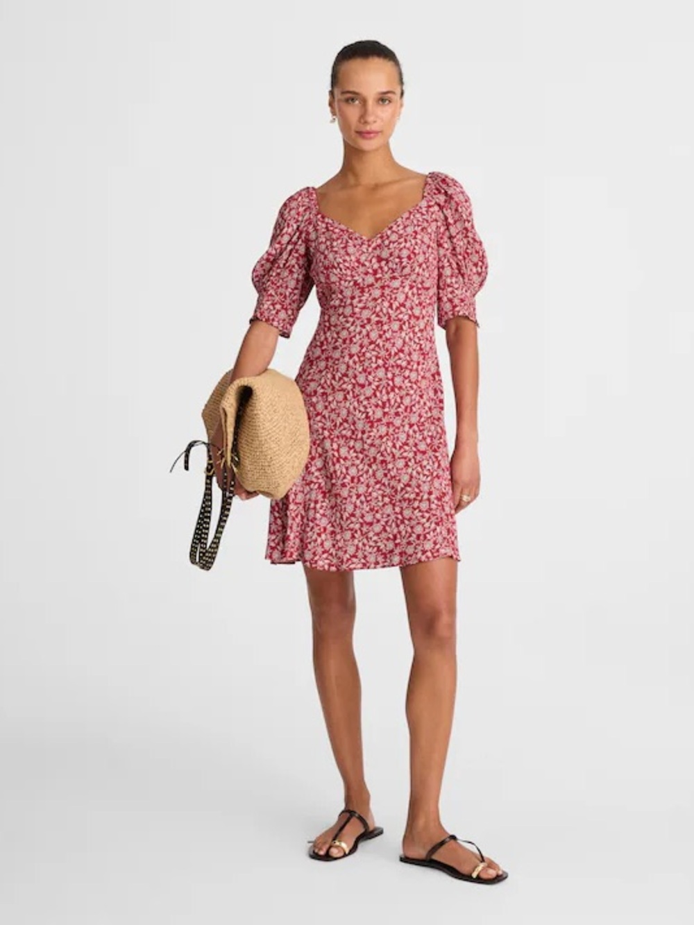 Madewell Puff-Sleeve Mini Dress in Floral Sz 6